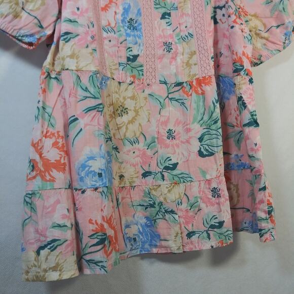 Loft Garden Lacy Tiered Square Neck Top Angel Pink Size Small - Picture 6 of 9